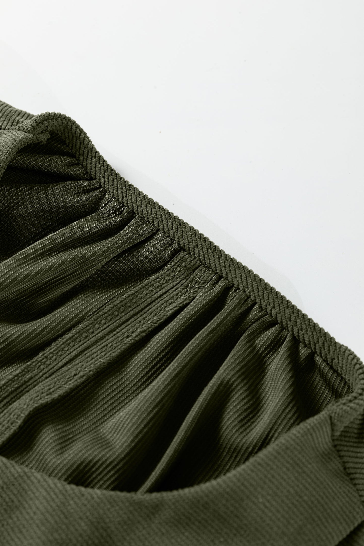 Scallop Detail Pleated Corduroy Dress