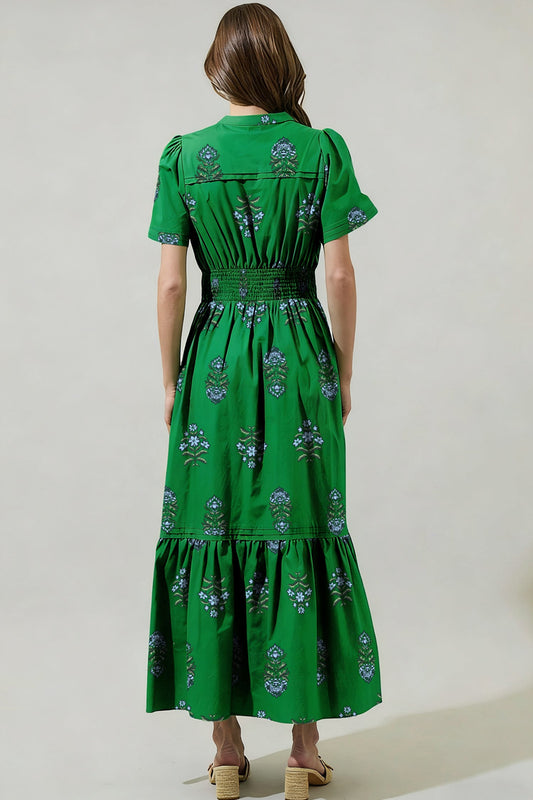 Floral Split Neck Maxi Dress