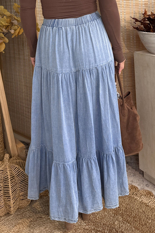 Denim Ruffle Skirt