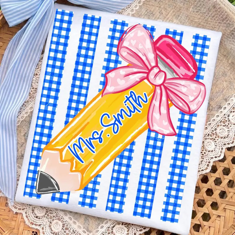 Gingham Striped Custom Name