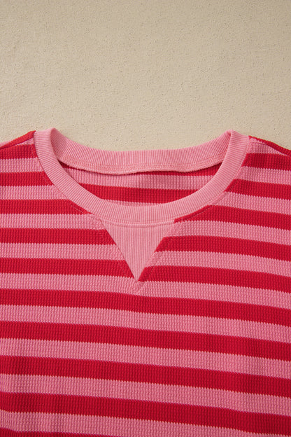 Stripe Puff Sleeve Shorts Set