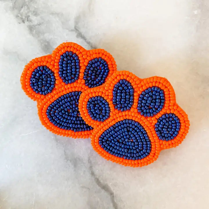 Navy & Orange Beaded Earrings
