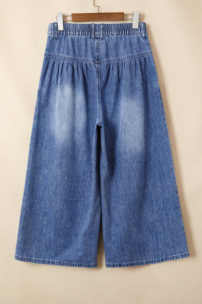 Pleated Cropped Wide Leg Pants