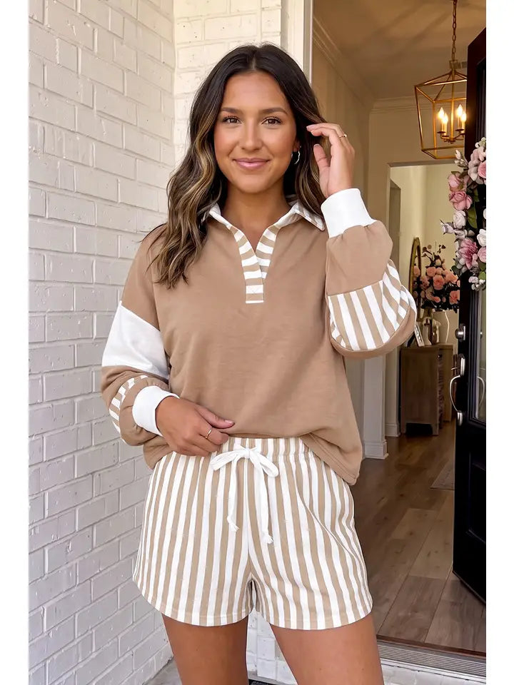 Stripe Polo Set