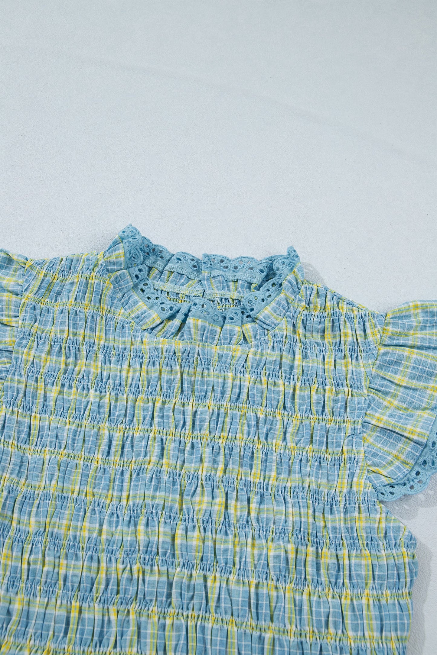 Smocked Lace Trim Tank Top