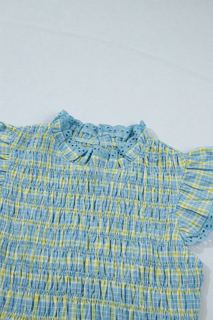 Smocked Lace Trim Tank Top