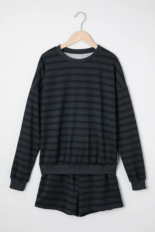 Black Strip Shorts Set