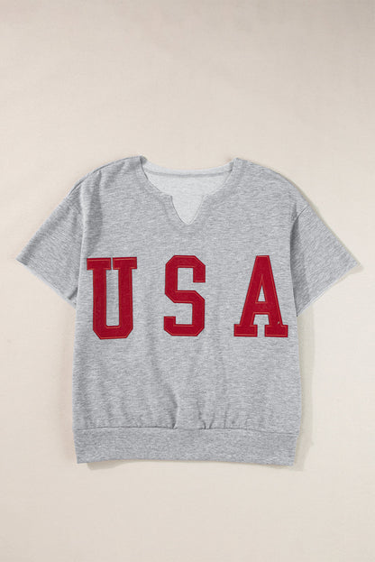 USA Patch Lettering Tee