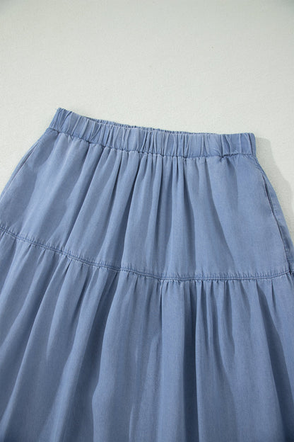Denim Ruffle Skirt