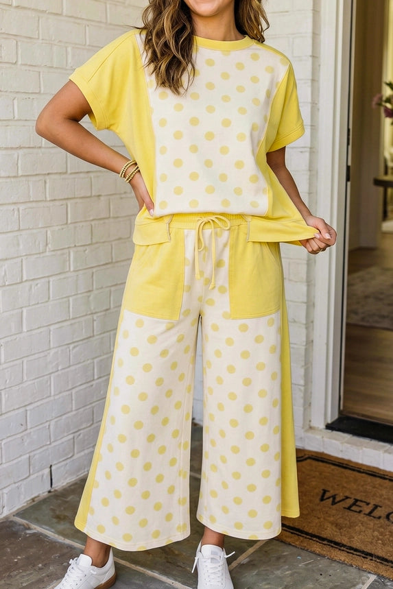 Patchwork Wide Leg Pant Set