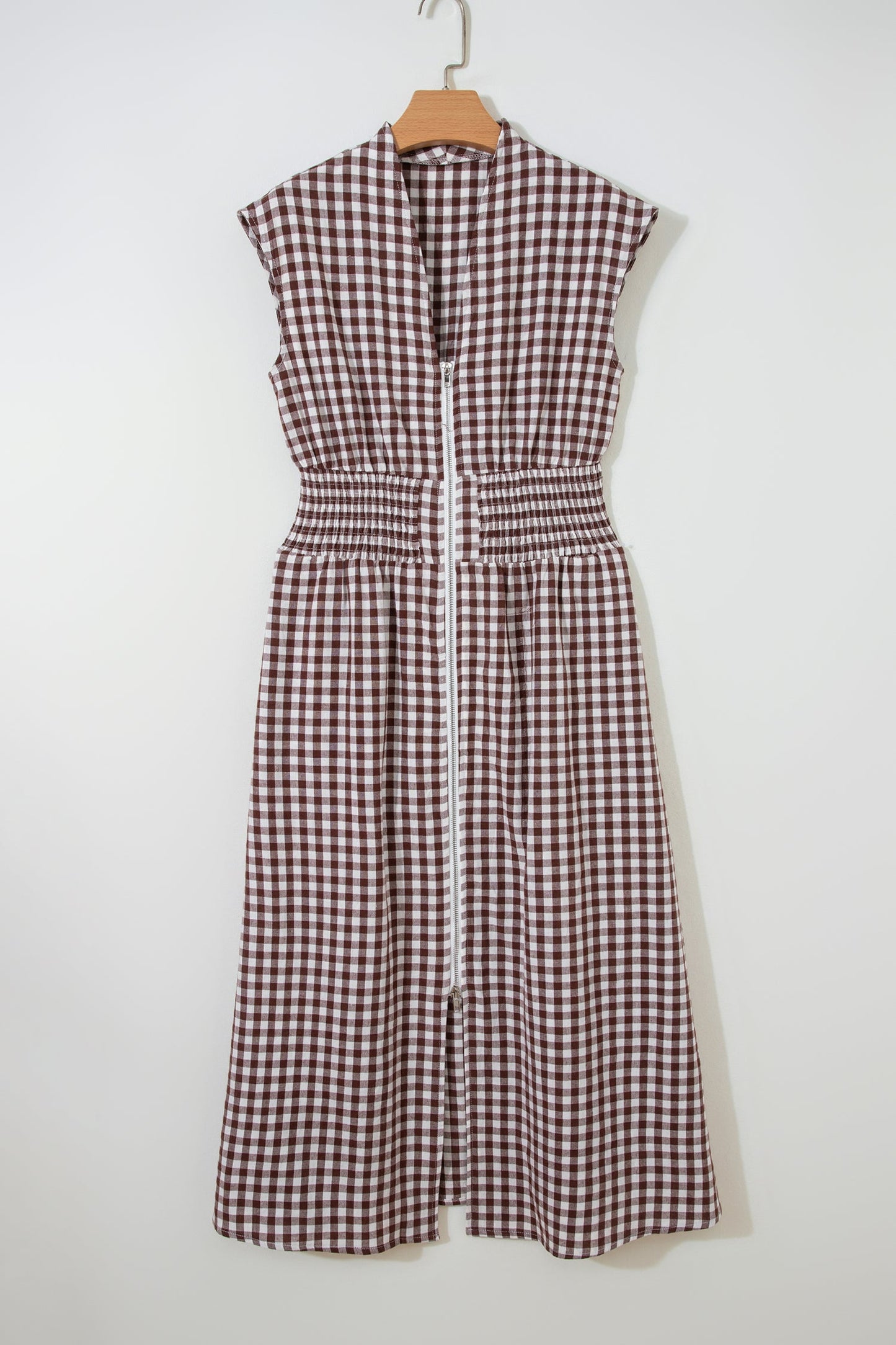 Gingham Zipped Maxi Dress