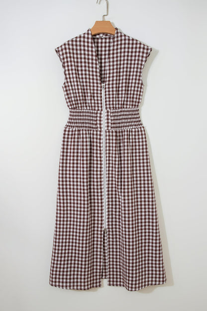 Gingham Zipped Maxi Dress