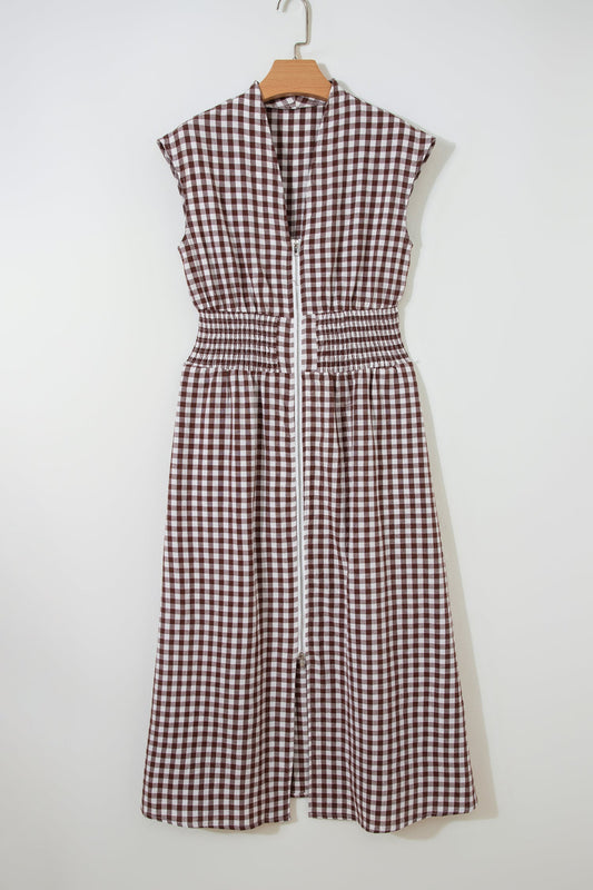 Gingham Zipped Maxi Dress