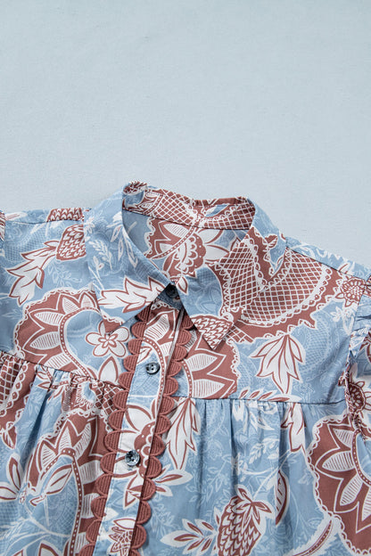 Boho Scalloped Trim Blouse