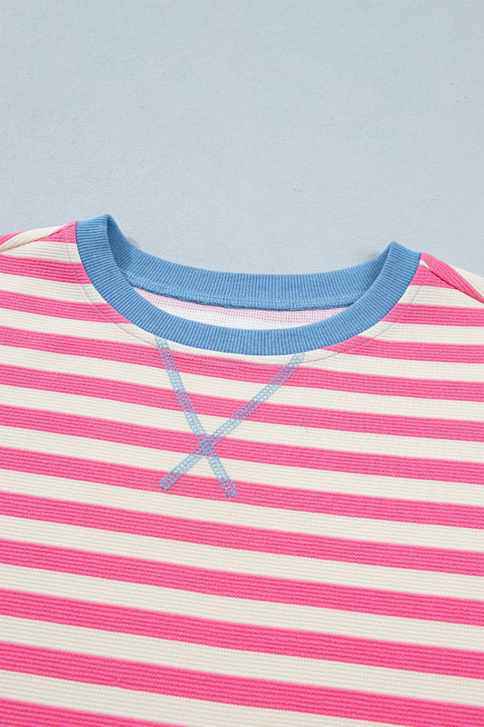 Stripe Contrast Patchwork Tee