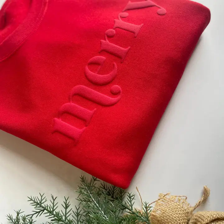 Embossed Merry Sweatshirt