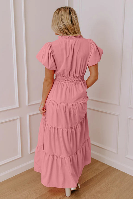 Puff Sleeve Tiered Maxi Dress