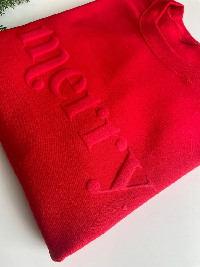 Embossed Merry Sweatshirt