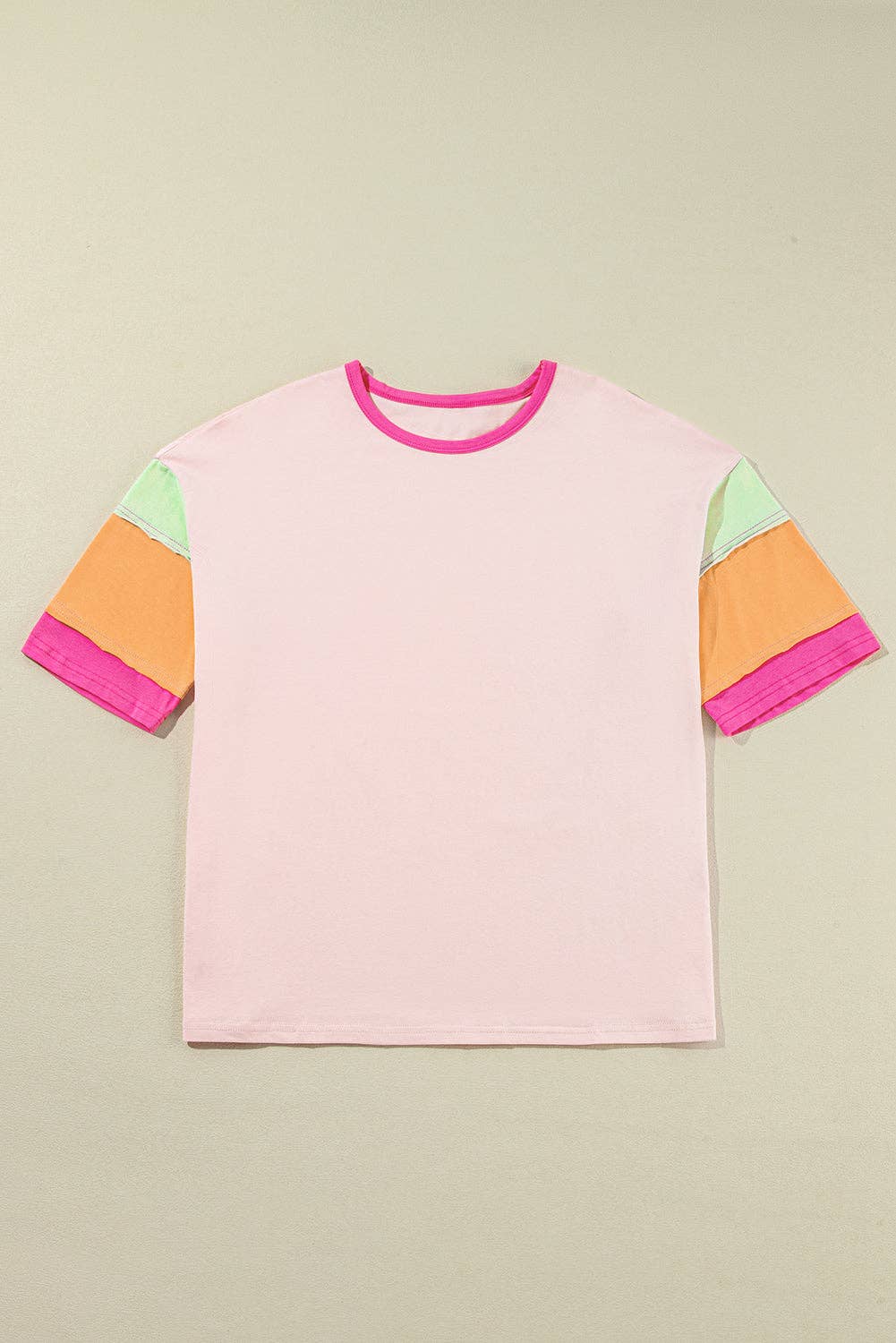 Colorblock 3/4 Sleeve Oversize Top