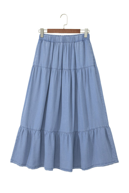 Denim Ruffle Skirt