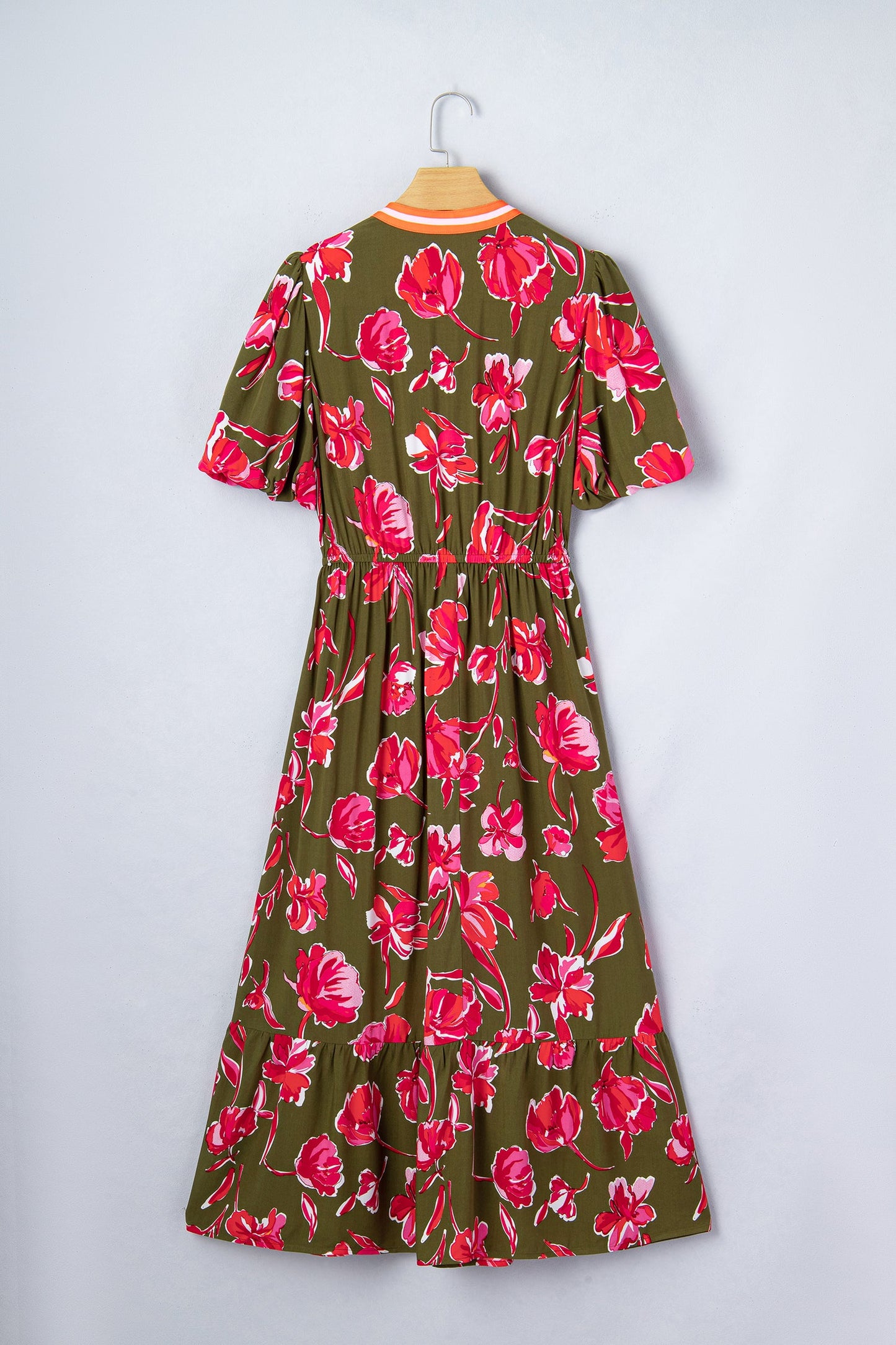 Floral Stripe Trim Maxi Dress