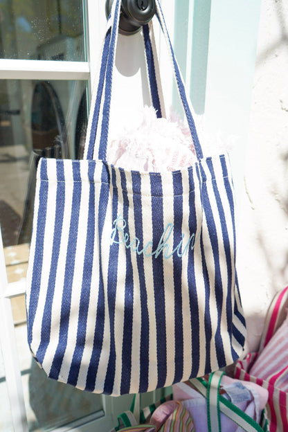 Harbor Canvas Striped Tote | Customizable