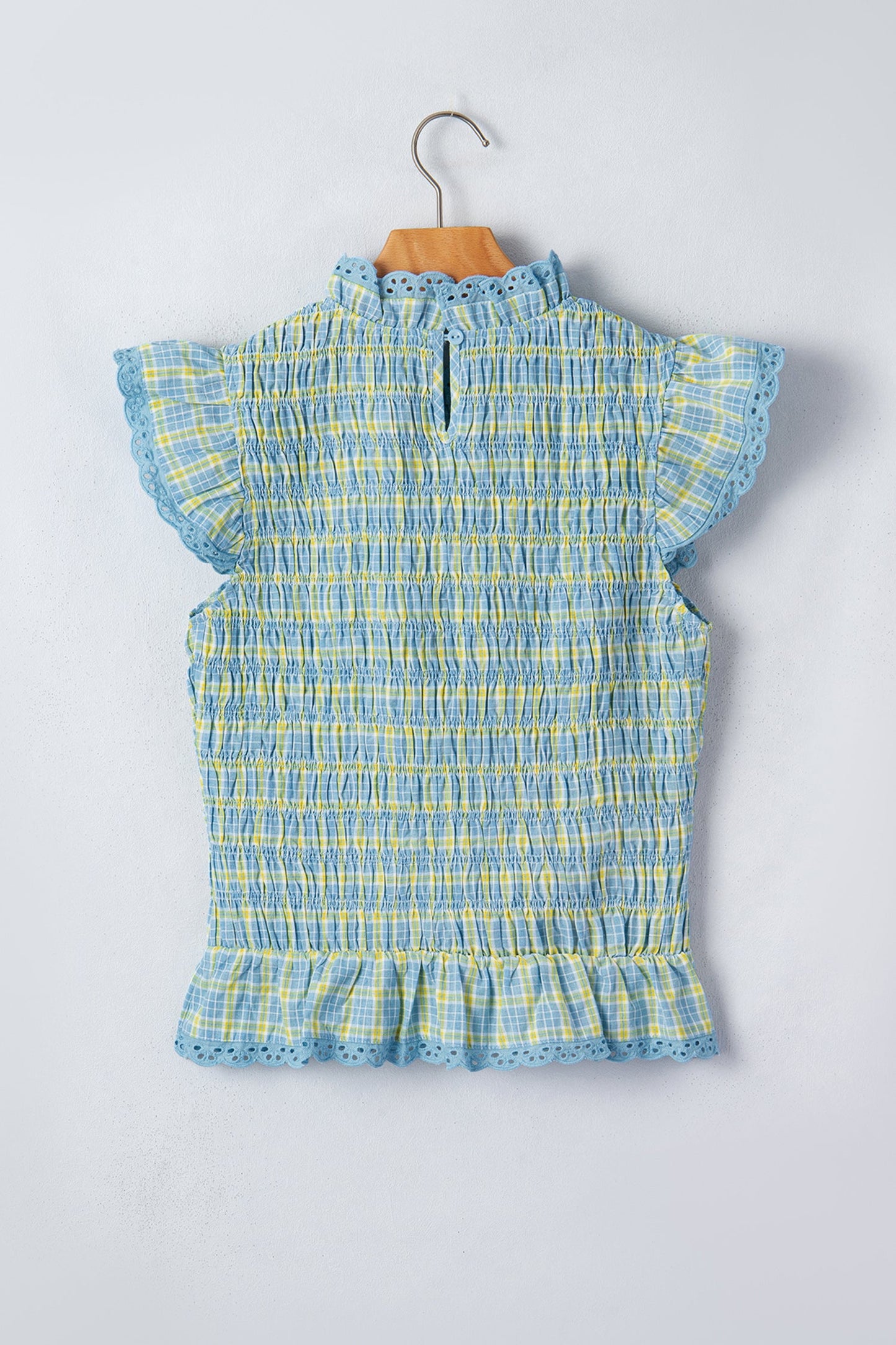 Smocked Lace Trim Tank Top