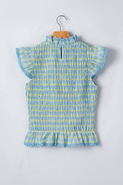 Smocked Lace Trim Tank Top