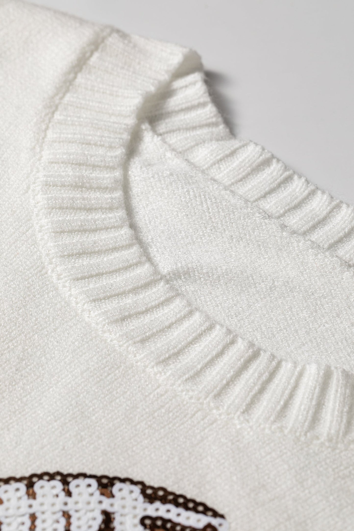 Football Sequin Round Neck Long Sleeve Sweater