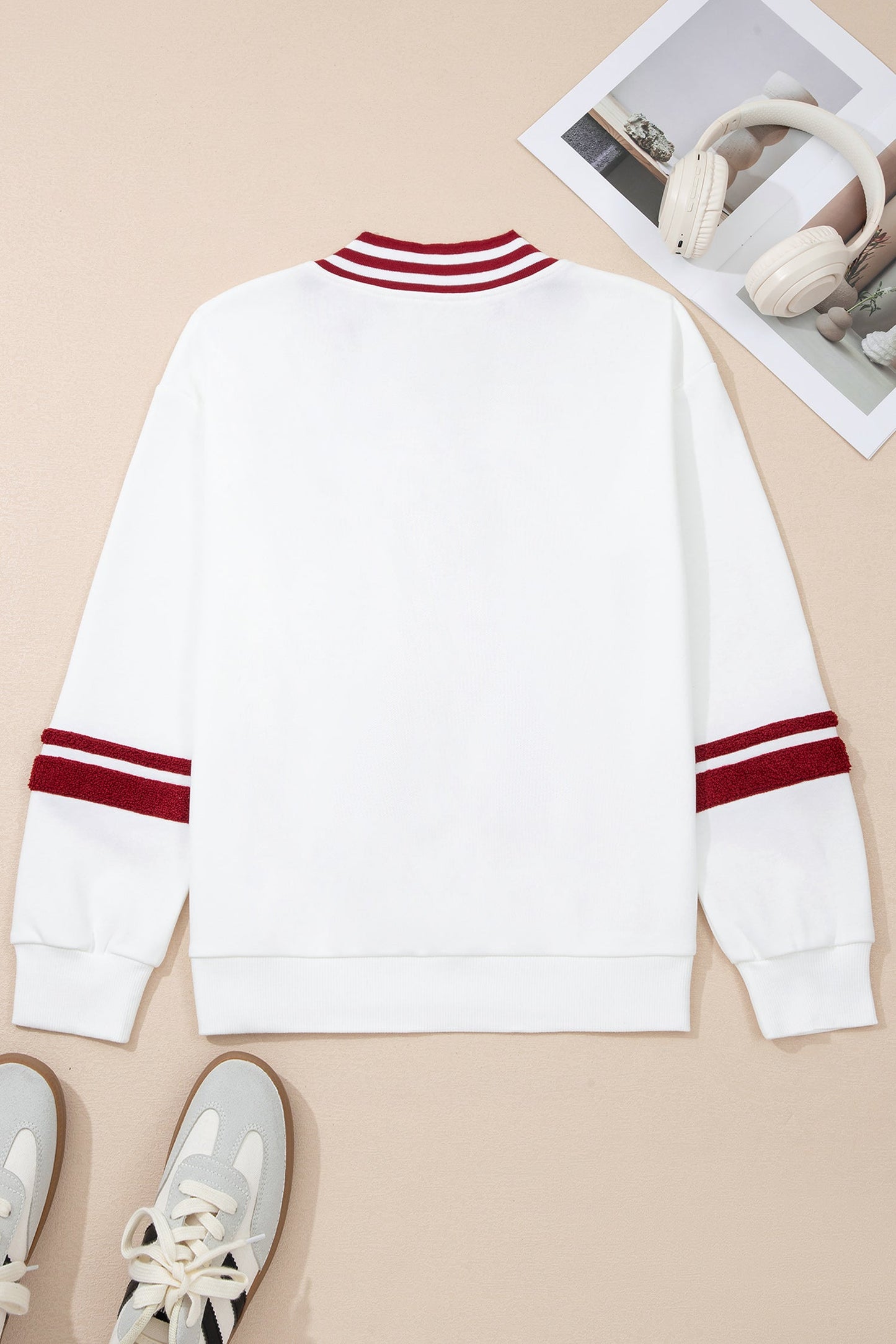 Chenille Varsity Stripe V-Neck