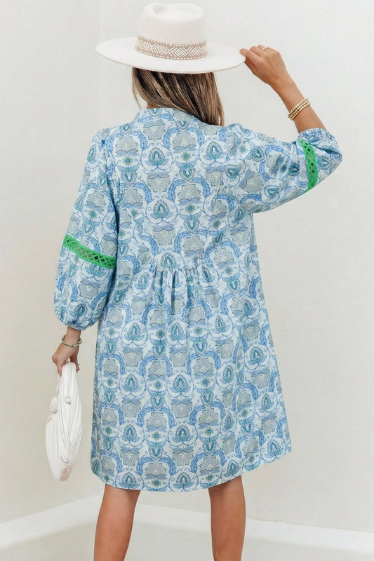Paisley Sleeve Mini Dress