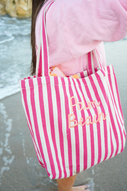 Harbor Canvas Striped Tote | Customizable