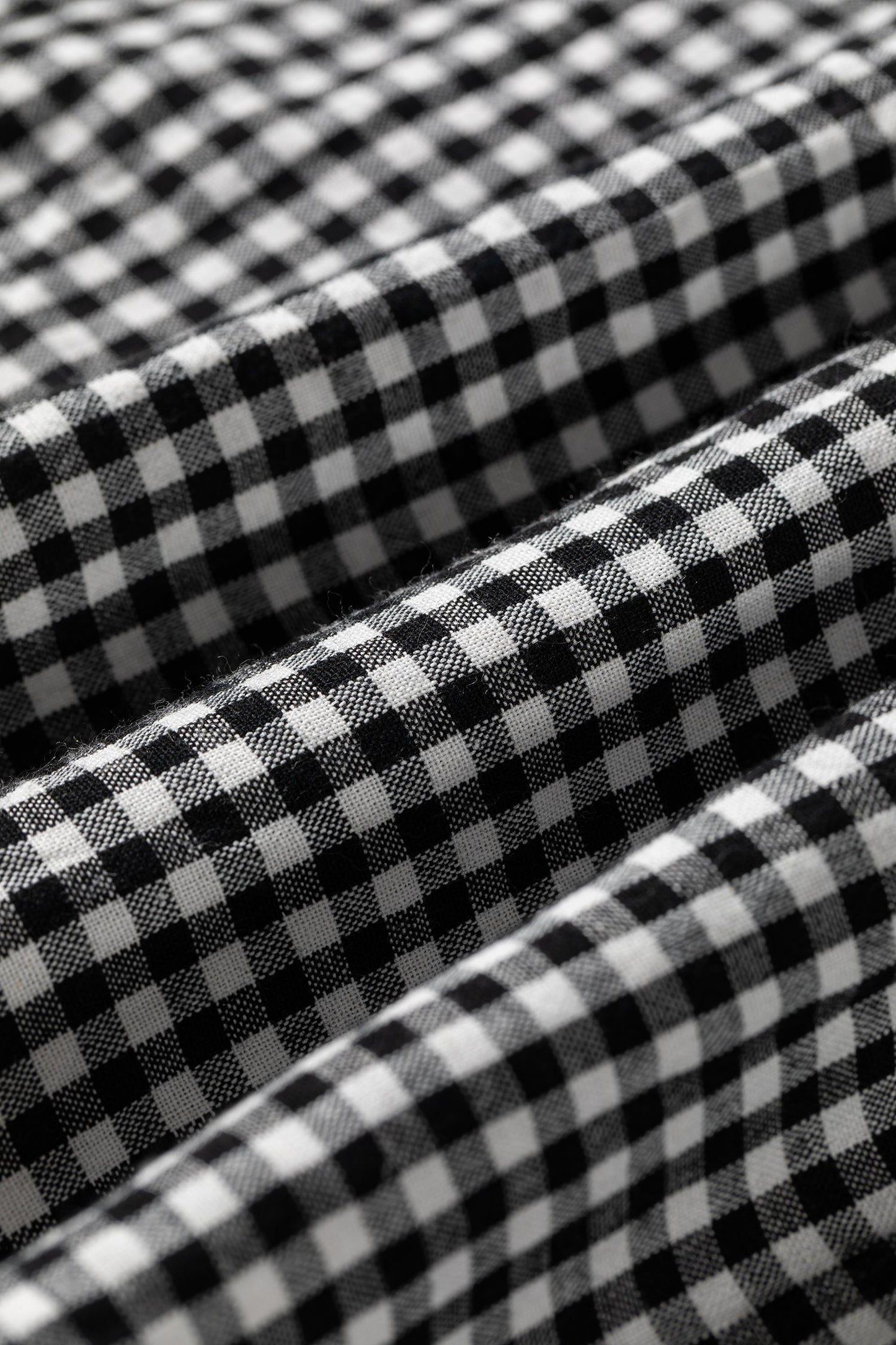 Gingham Shirred Cuff Blouse