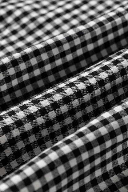 Gingham Shirred Cuff Blouse
