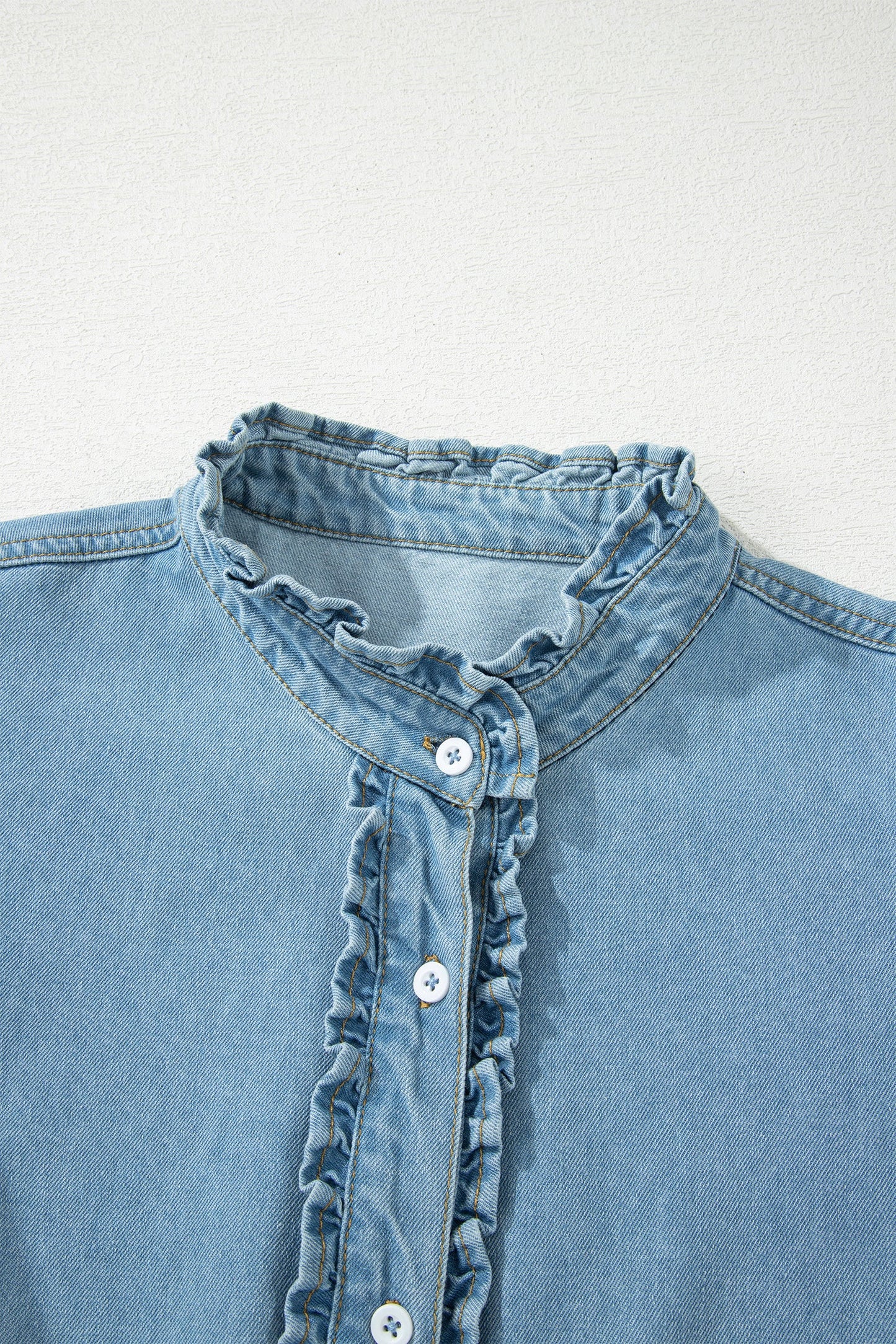 Frilled Button Down Denim Dress