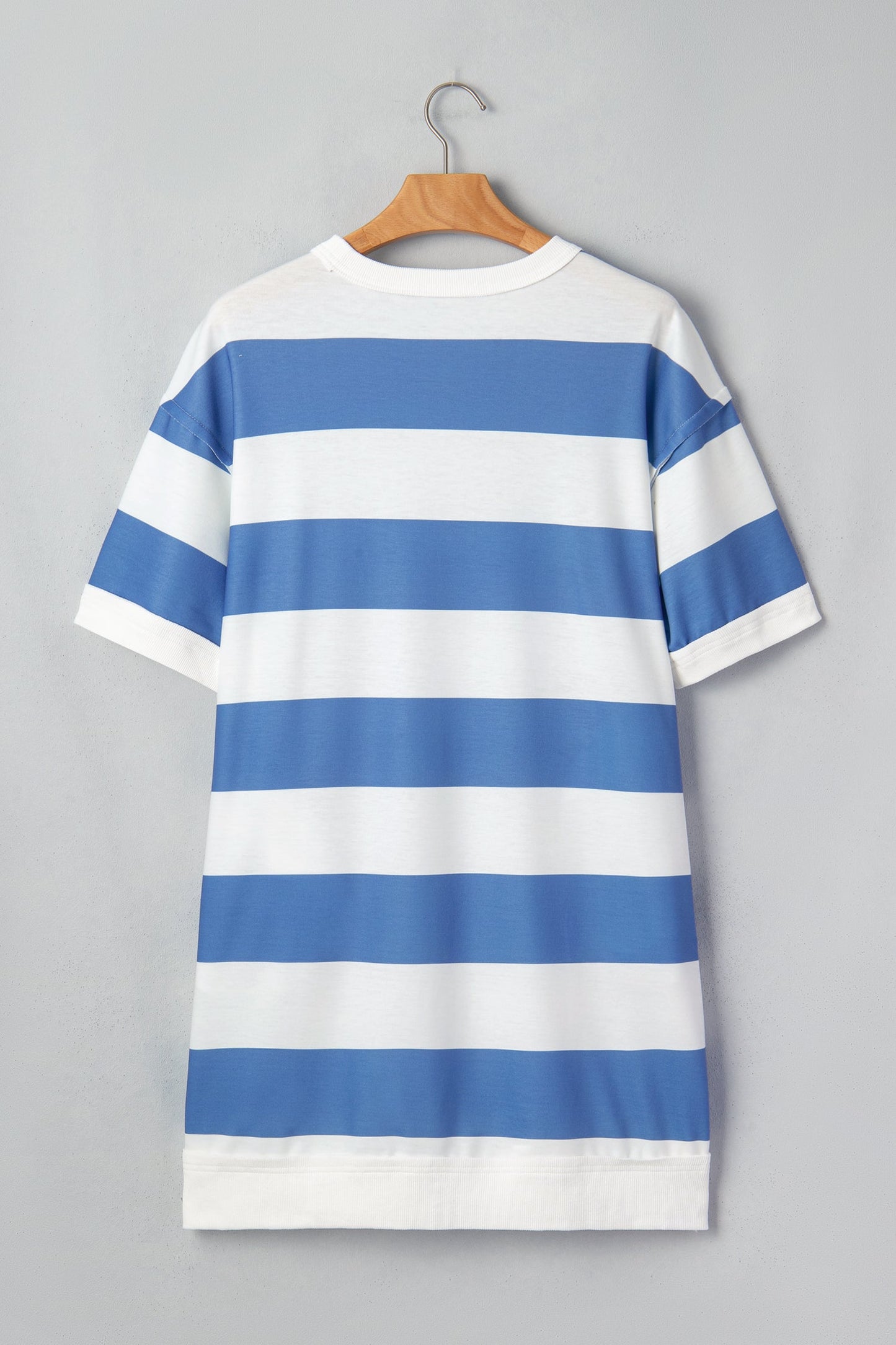 Stripe Raw Seam Short Sleeve Tee Dress
