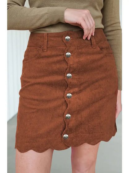 Corduroy Scalloped Skirt