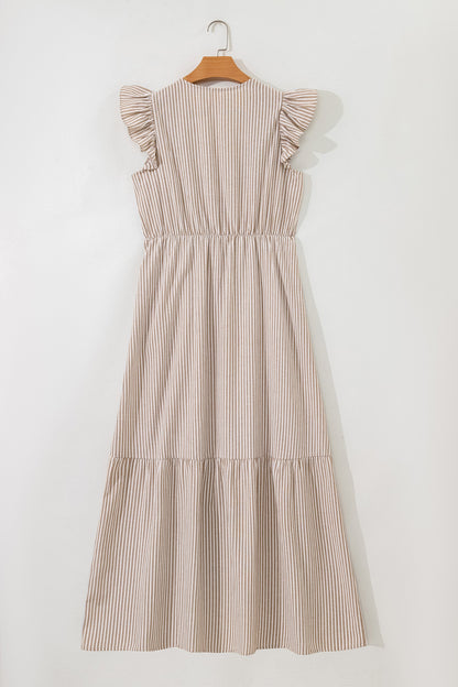 Buttoned V-Neck Maxi Dress