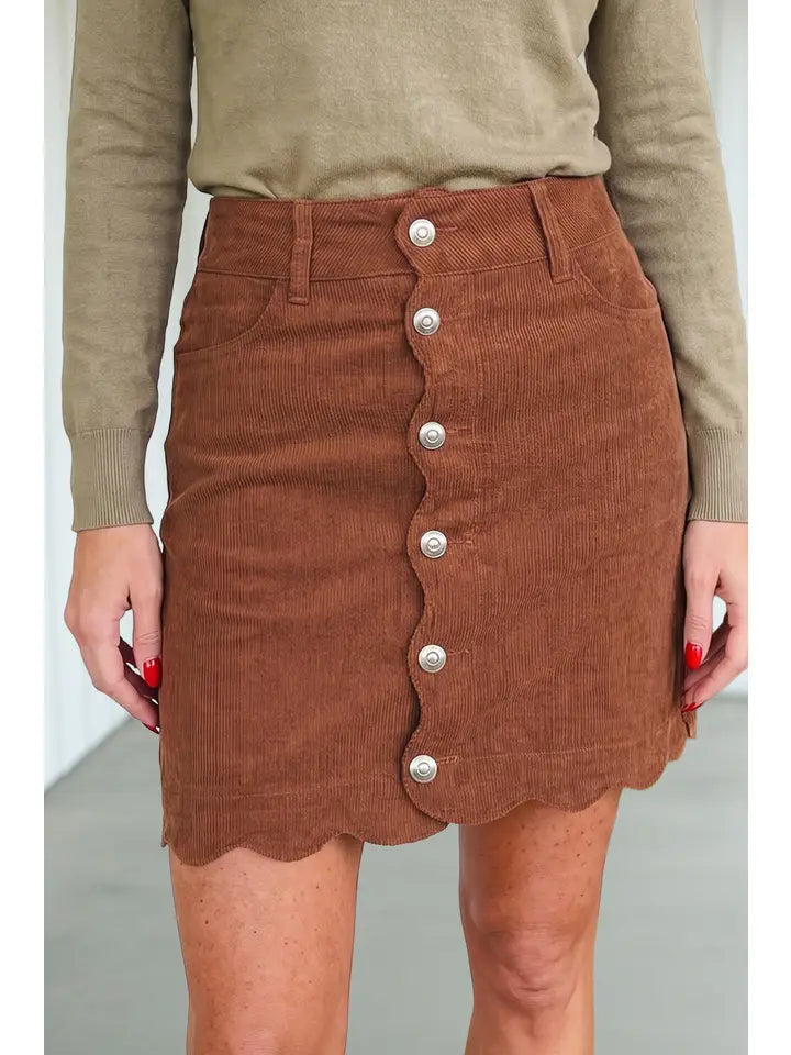 Corduroy Scalloped Skirt
