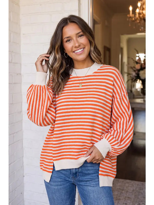 Easy Going Stripe Mock Neck