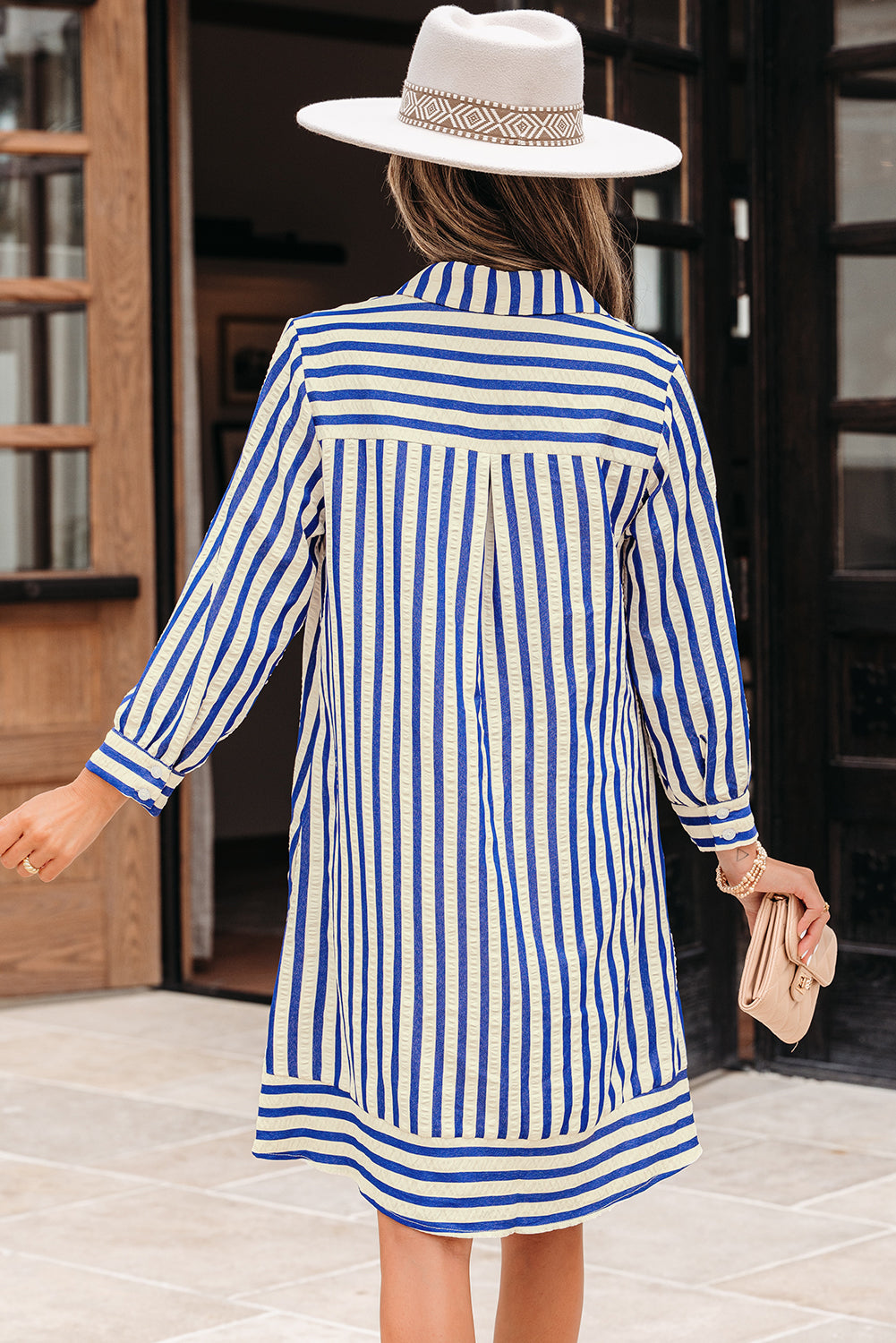 Stripe Buttoned Pocket Dress