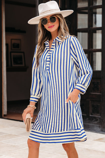 Stripe Buttoned Pocket Dress