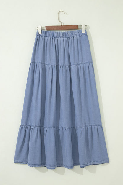 Denim Ruffle Skirt
