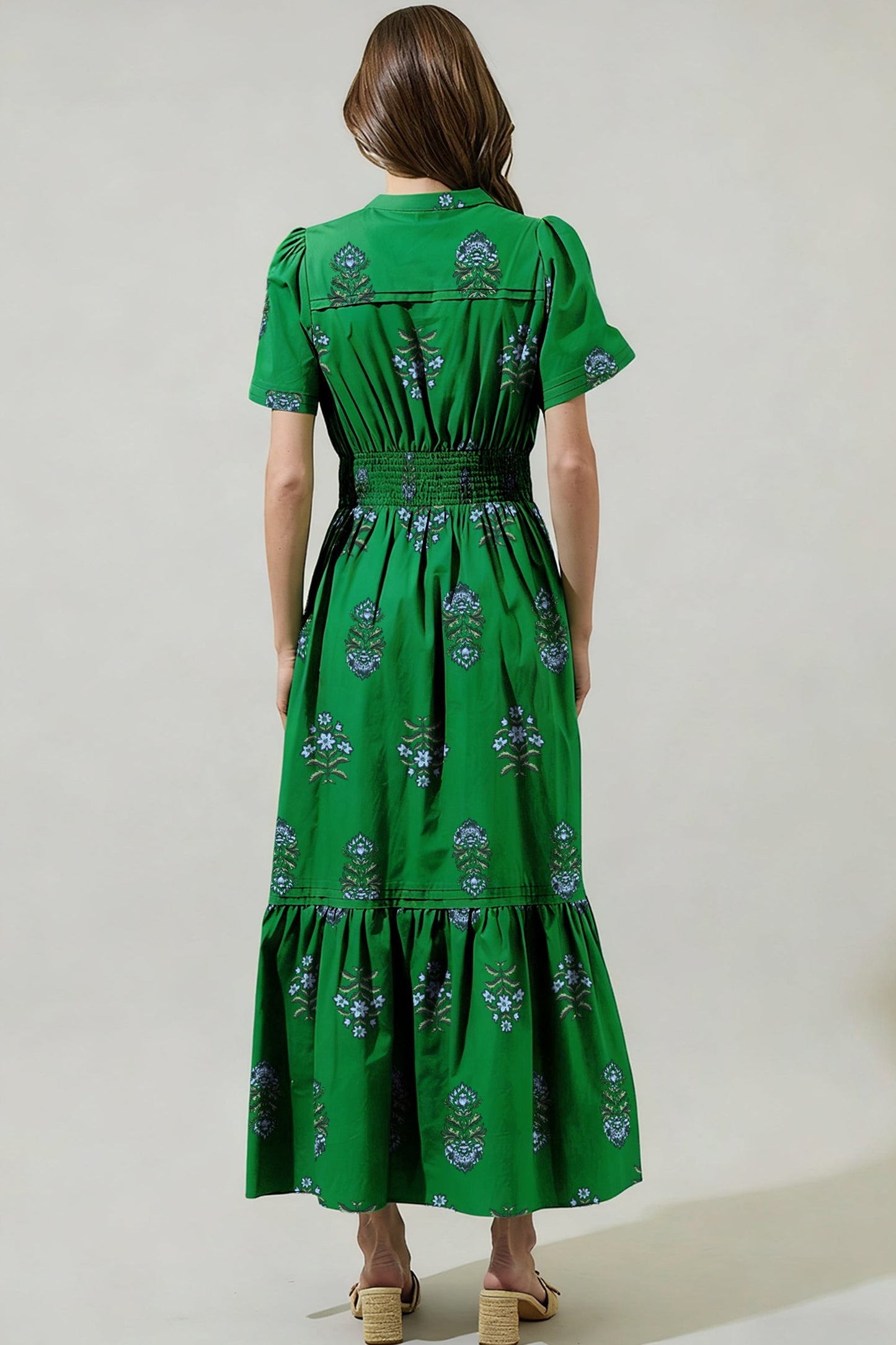 Floral Split Neck Maxi Dress