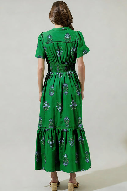 Floral Split Neck Maxi Dress