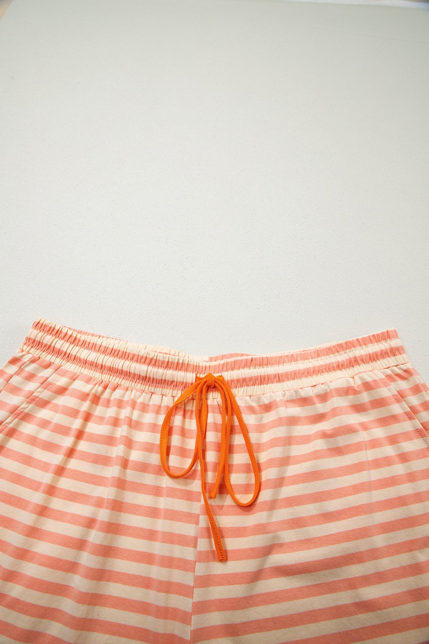 Plus Size Stripe T-Shirt & Drawstring Shorts Set