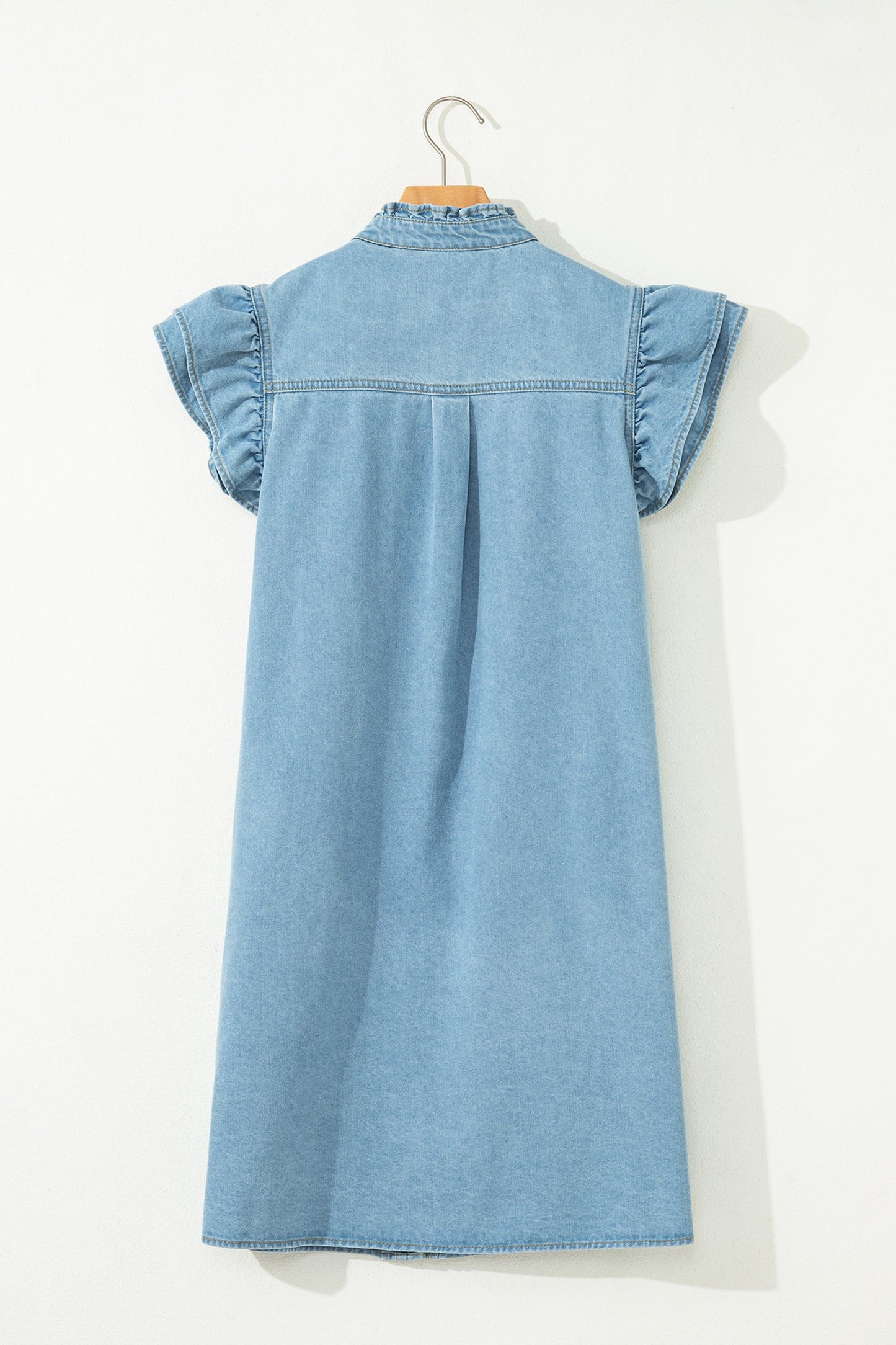 Frilled Button Down Denim Dress