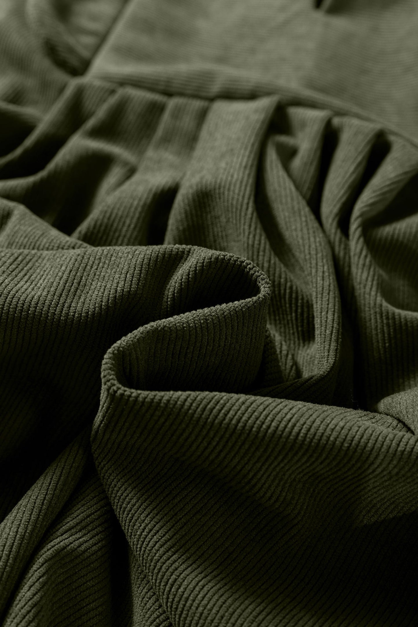 Scallop Detail Pleated Corduroy Dress