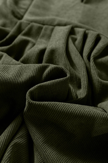 Scallop Detail Pleated Corduroy Dress