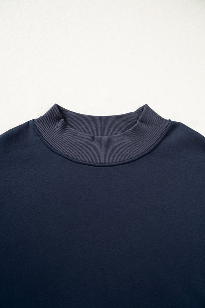 Gingham Navy Mock Neck